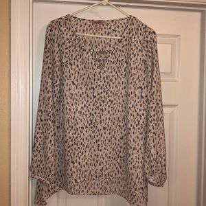Pink and gray leopard blouse